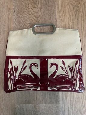 No|Ah Canvas & Patent Swan Print Tote or Clutch